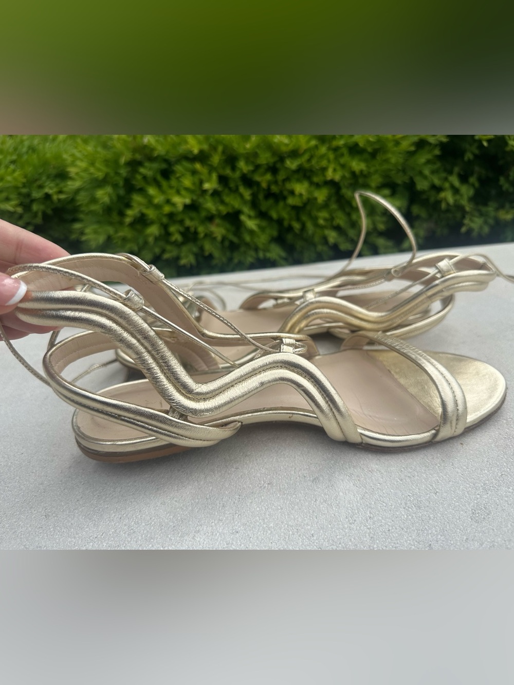 Gianvito Rossi Inspired Grigiarancio Gold Metallic Lace Tie Up Tassel Sandals 37 - Picture 5 of 10